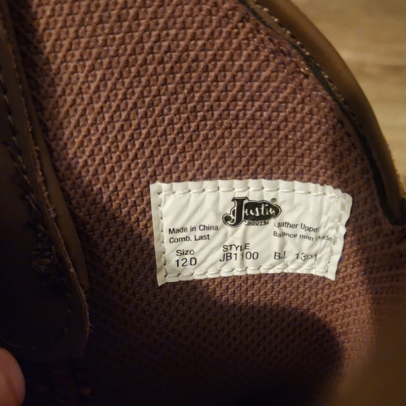 Justin Boots Size 12 Men Brown Leather JB1100 NWOT - Picture 2 of 9